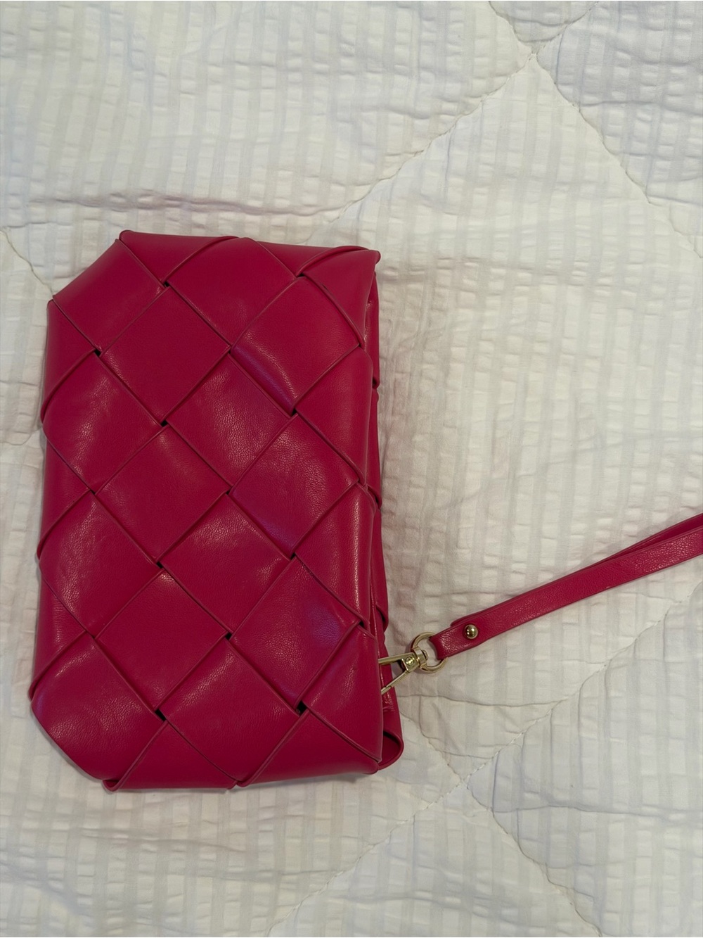 Billini Hot Pink Woven Wristlet Clutch